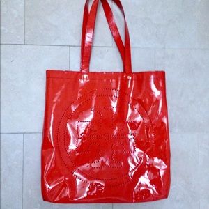 Tory Burch Patent Leather Perforated Tote